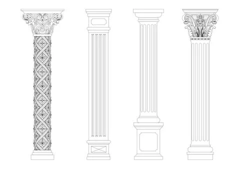 Contouring coloring of classical columns Stock Illustration