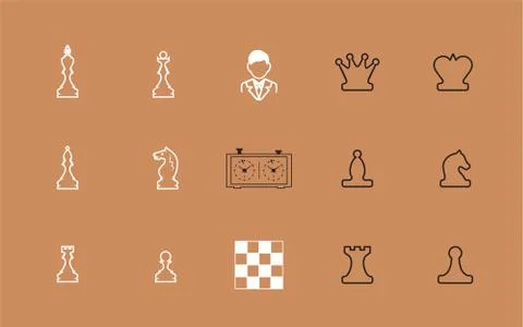 Contours chessmen, elements attributes and person. 스톡 일러스트
