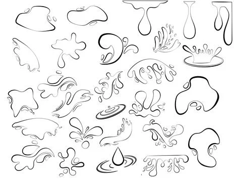 Contours of drops and splashes of water or oil Stock Illustration