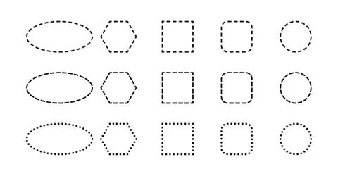Contours of geometric shapes with dashed lines.. 스톡 일러스트