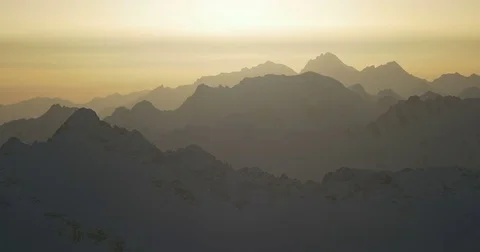 Contours of the mountain peaks at sunset Stock Footage 71103214