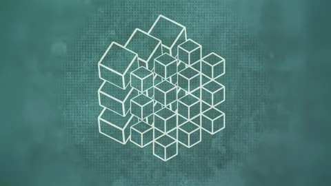Contours of white cubes form a single composition. 3d rendering Stock Footage 292803889