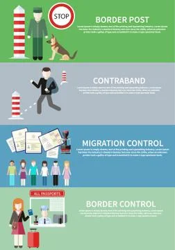 Contraband, border control, post and migration Illustrazione stock