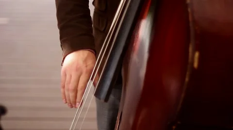 Contrabass player at theatre Stock Footage 50449353
