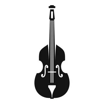 Contrabass showing its strings and sound holes standing in a white background Stock Illustration