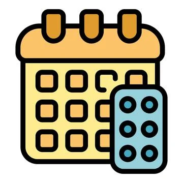 Contraception calendar pill icon vector flat Illustrazione stock
