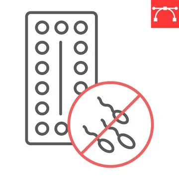 Contraception line icon Stock Illustration