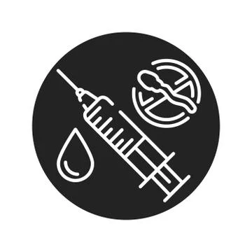 Contraception method injection black glyph icon. Women hormonal contraceptive Stock Illustration