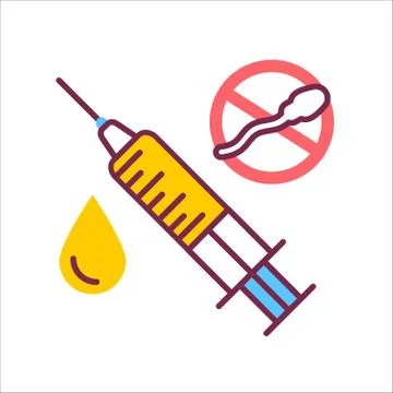 Contraception method injection color line icon. Women hormonal contraceptive, Stock Illustration