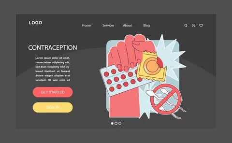 Contraception methods. Birth control and pregnancy prevention. Sexual health イラスト素材