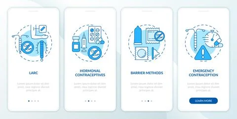Contraception methods blue onboarding mobile app screen イラスト素材