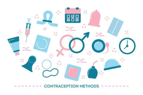 Contraception methods concept. Calendar and pills, condom イラスト素材