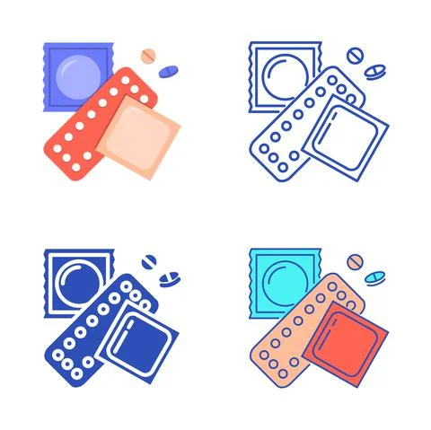 Contraception methods icon in line style Stock Illustration