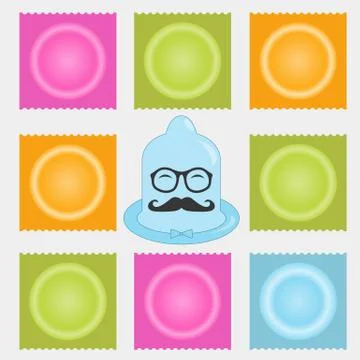Contraception methods icon set. Birth control. Condoms. Constructor for creat イラスト素材