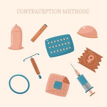 Contraception methods illustrated イラスト素材