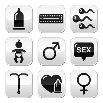 Contraception methods, sex vector buttons sex Stock Illustration