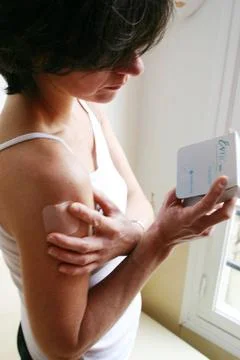  Contraception, patch The contraceptive patch EVRA, marketed in France by ... Fotos de archivo