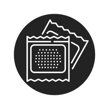Contraceptive patch black glyph icon. Women hormonal contraceptive, birth con Ilustración de archivo