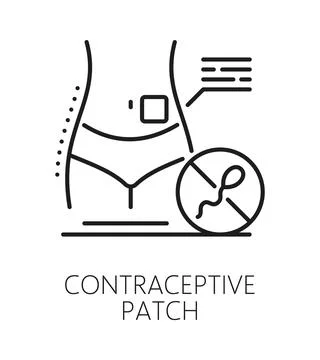 Contraceptive patch contraception method line icon Illustrazione stock