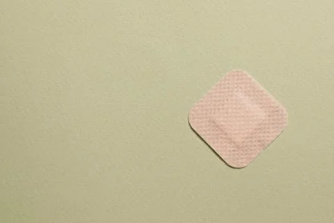 Contraceptive patch on green background, top view. Space for text Stock Photos