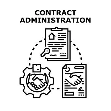 Contract administration managing legal document agreement process Stock Illustration