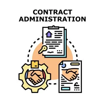 Contract administration managing legal document agreement process Illustration