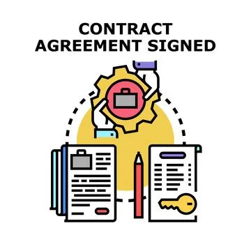 Contract agreement signing document dealing process Stock Illustration
