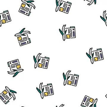 Contract for airplane transportation vector seamless pattern Stock Illustration
