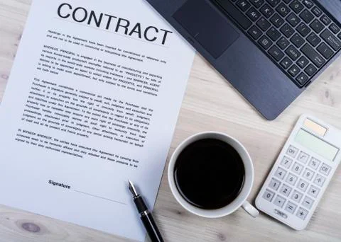 Contract and Coffee Stock Photos
