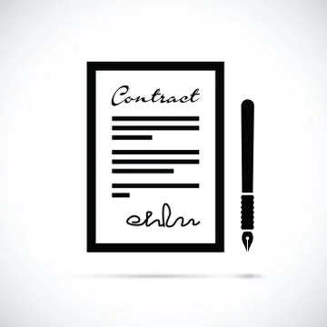 Contract and pen icon Stock Illustration