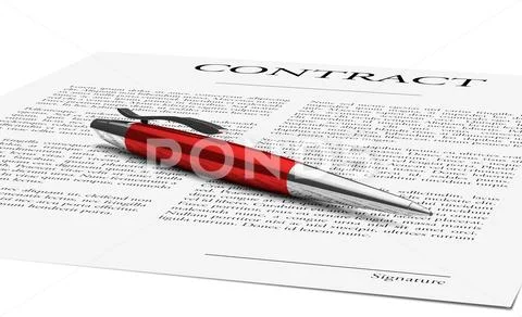 Contract and pen Stock Illustration