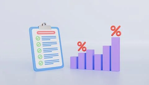 Contract and statistical chart 3d illustration Stock Illustration