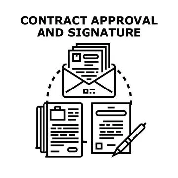 Contract approval and signature process paperwork concept イラスト素材