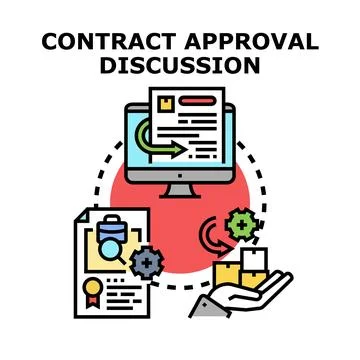 Contract approval discussion process vector illustration Stock Illustration