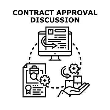 Contract approval discussion process vector illustration Stock Illustration