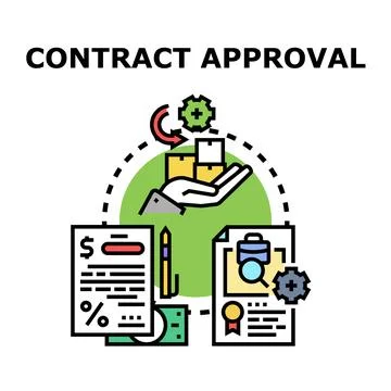 Contract approval process for business agreement and supply chain management Stock Illustration