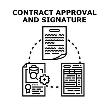 Contract approval process for business documentation 스톡 일러스트