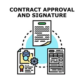 Contract approval process for business documentation Illustrazione stock