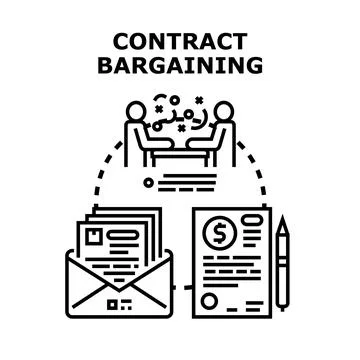 Contract bargaining process negotiation discussing terms agreement Stock Illustration