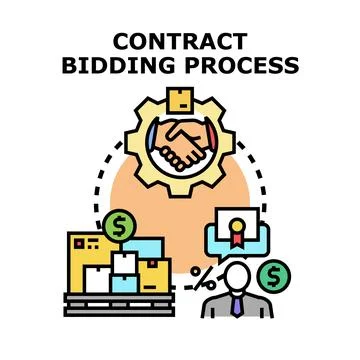 Contract bidding process concept for business acquisition Stock Illustration