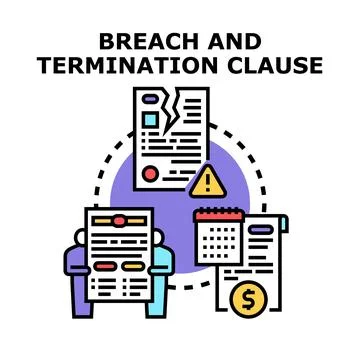 Contract breach and termination clause concept Stock Illustration