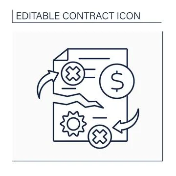 Contract breach line icon Stock Illustration