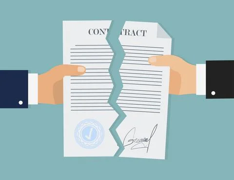 Contract break in flat style, business concept, vector Stock Illustration