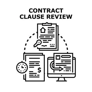 Contract clause reviewing process document agreement services Stock Illustration