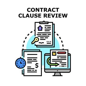 Contract clause reviewing process document agreement services イラスト素材