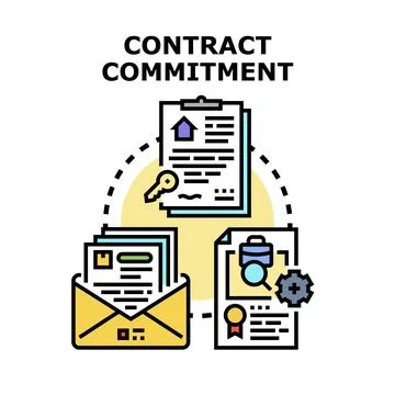 Contract commitment concept for business paperwork management Stock Illustration