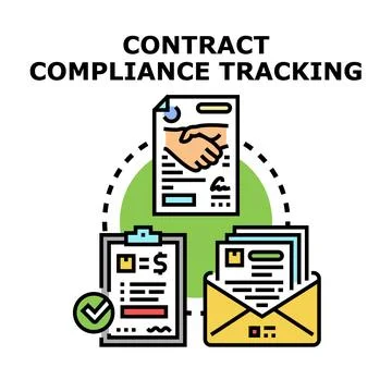 Contract compliance tracking administration and management concept illustrati Stock Illustration
