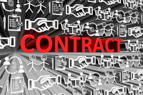 CONTRACT concept blurred background 3d render illustration Stock Illustration