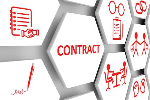 CONTRACT concept cell background 3d illustration Stock Illustration