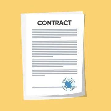 Contract conditions, research approval validation document. Contract papers Stock Illustration